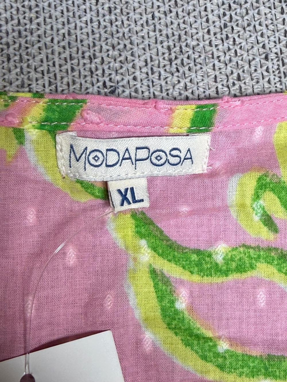 MODAPOSA XL Pink and Green Cotton Dress with Tassels - Picture 3 of 13